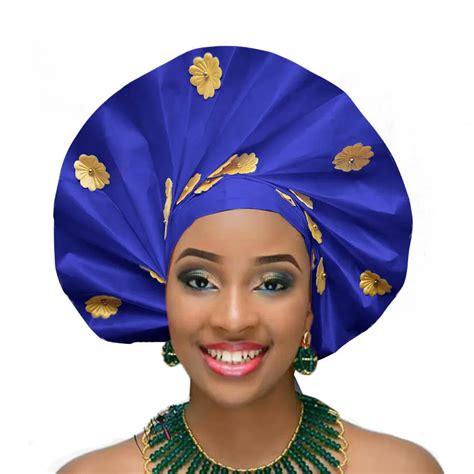 nigerian headtie african gele hele turban  flower aso ebi gele   head tie