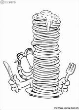 Garfield Coloring Pages Hotcakes Para Comiendo Eating sketch template
