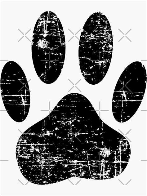 distressed black dog paw print sticker  almdrs redbubble