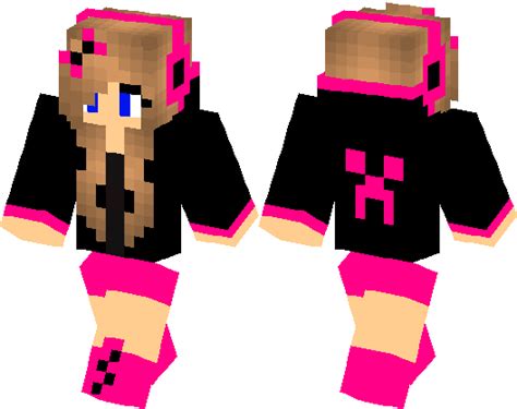 Pink And Black Creeper Girl Minecraft Skin Minecraft Hub