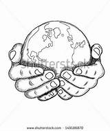 Earth Drawing Holding Hands Hand Globe Sketches Drawings Sketch Planet Vector Coloring Pages Pencil Stock Template Easy Draw Peace Cute sketch template