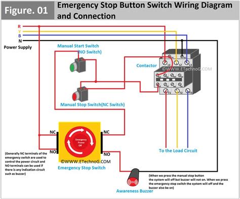 emergency stop button switch wiring diagram  connection   emergency power kill