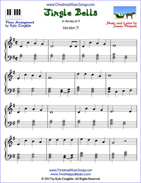 jingle bells piano sheet   printable