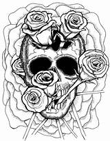 Coloring Pages Skull Trippy Adult Skulls Choose Board sketch template