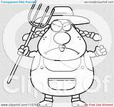 Farmer Clipart Coloring Pitchfork Plump Female Transparent Outlined Vector Cartoon Background Cory Thoman Clip sketch template