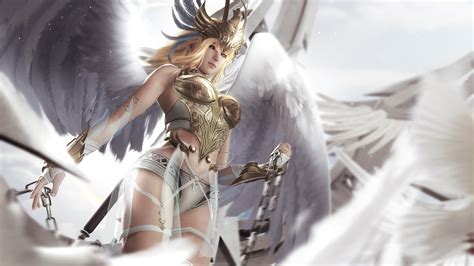 wallpaper angel wings warrior women digital art fantasy art artwork 1920x1080 worf359