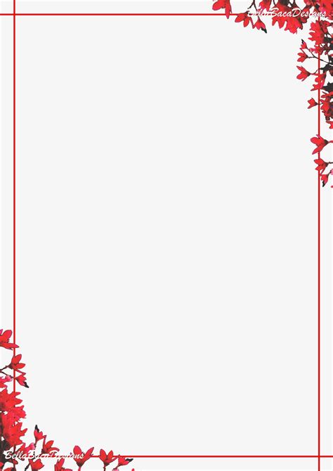 buy printable pretty red floral page border designs  png  digital