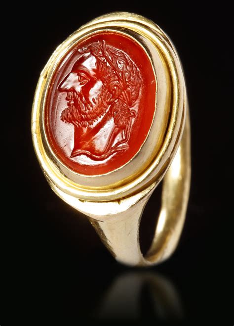 roman carnelian intaglio  gold ring circa   century ad