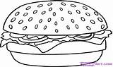 Coloring Pages Hamburger Cheeseburger Food Draw Step Kids Template Burger Para Printable Book Colorir Sketch Pasta Escolha sketch template