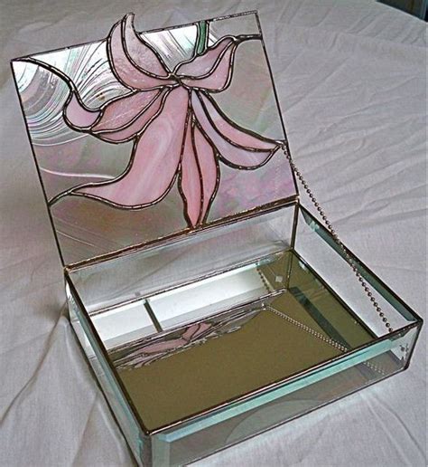 Stained Glass Jewelry Box Pink Lily Glass Jewelry Box