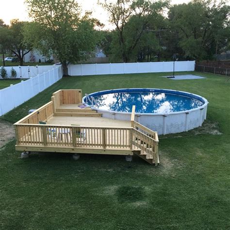 Deck Idea Best Above Ground Pool Pool Landscaping Pool Deck Plans