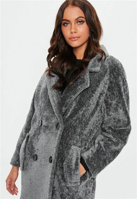 grey faux fur oversized borg coat missguided ireland