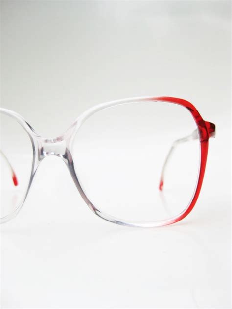 vintage red eyeglasses oversized 1970s clear by oliverandalexa