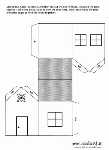 house cutout craft coloring page print color fun