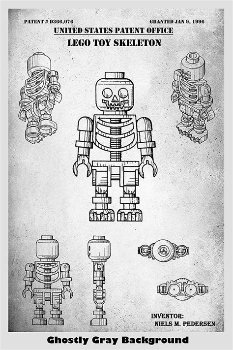 lego toy skeleton man patent print art poster patent art prints