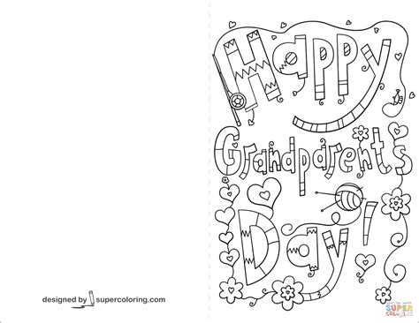 happy grandparents day doodle card coloring page  printable