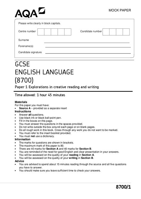 gcse english language paper  pack   sample papers  mark schemes