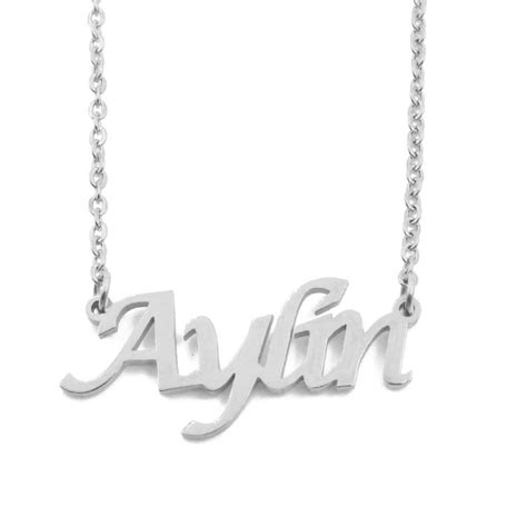 Aylin Silver Tone Name Necklace Personalized Jewellery Etsy