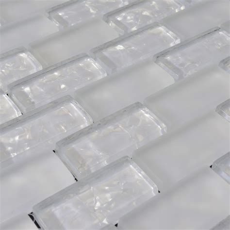 White Subway Tiles Crackle Crystal Backsplash Kitchen Wall