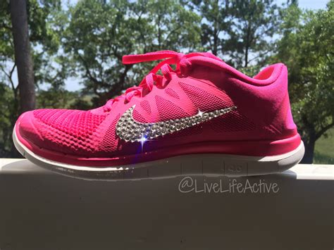 pink bedazzled nike shoes loving love pink sparkles