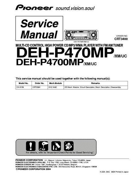 pioneer deh pmppmp service manual  schematics eeprom repair info
