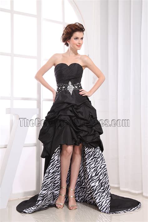 black strapless high low prom dress evening party dresses