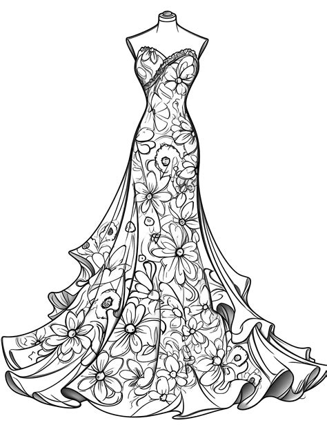 stunning dress coloring pages  kids  adults  mindful life