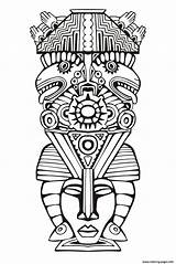 Aztec Pages Coloring Adults Adult Template Pattern Maya Totem sketch template