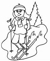 Skiing Coloring Pages Girl Downhill Clipart Kids Ski Winter Colouring Cliparts Sheets Clip Printable Print Sheet Printables Printactivities Do Gif sketch template