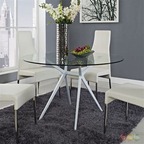 tilt modernistic   dining table  tempered glass top white