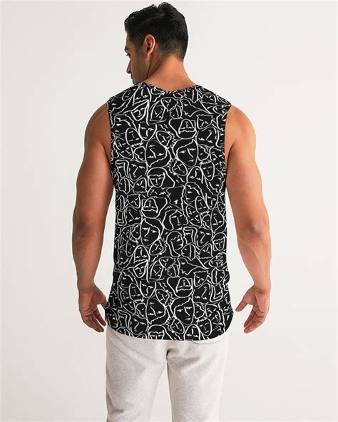 elios shirt faces  white outlines  black cmbyn mens sport tank black  white face