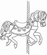 Carousel Horse Coloring Pages Drawing Template Printable Christmas Carrousel Adult Rug Birthday Colouring Beccysplace Horses Drawings Carousels Animals Books Print sketch template
