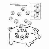 Coloring Bank Piggy Pages Money sketch template