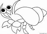 Crab Hermit Coloringall Invertebrates Device sketch template