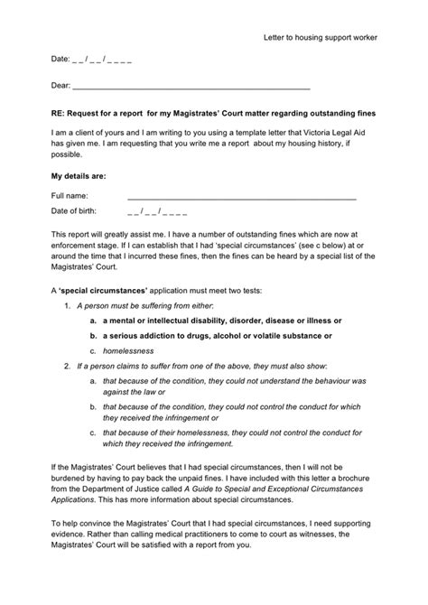 letter  housing support worker  word   formats