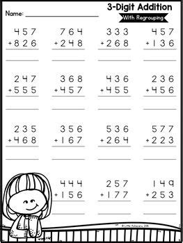 digit addition  regrouping worksheets   achievers tpt