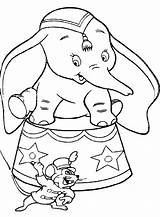 Dumbo Coloring Kids Pages Children Simple Disney sketch template