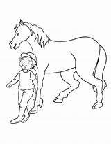 Horse Boy Coloring Walking Pages sketch template