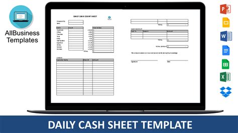 daily cash sheet templates  allbusinesstemplatescom