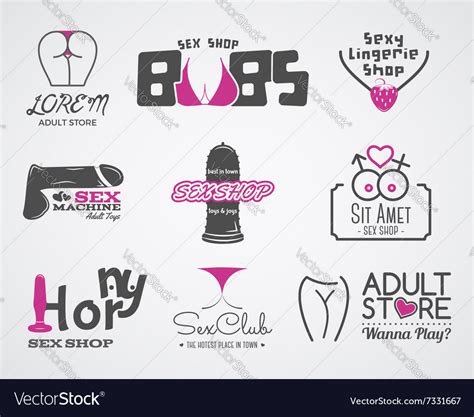 collection cute sex shop logo and badge design vector image free hot