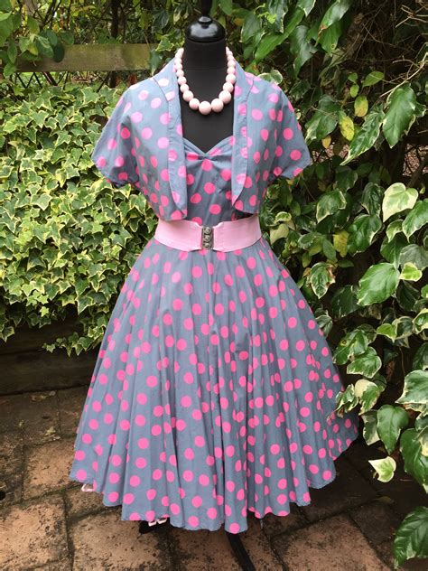 masquerade pink and grey spot 1950 s rockabilly dress