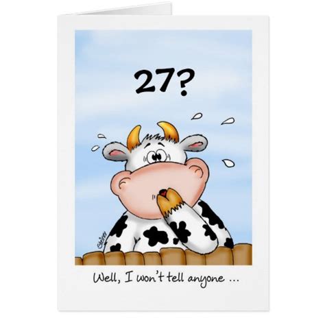 27th Birthday Humorous Card With Surprised Cow Zazzle