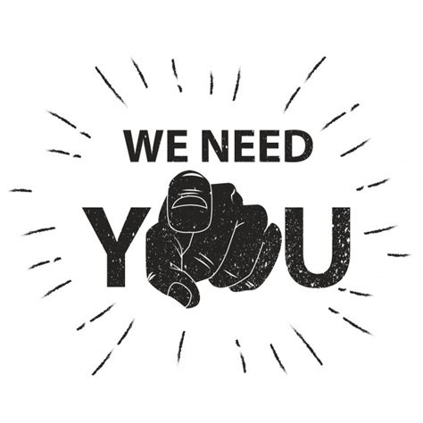 We Need You Concept Vector Illustration Retro Human Hand