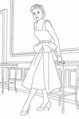 Coloring Fashion Pages Dior 1940s Save sketch template