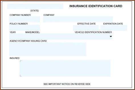 fake insurance card template