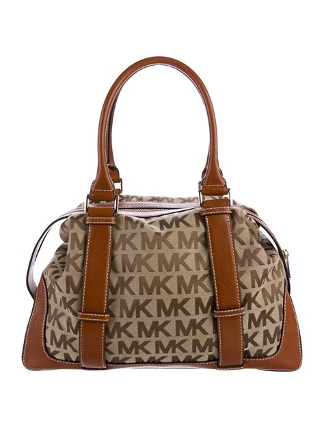 michael michael kors monogram canvas shoulder bag handbags wm  realreal