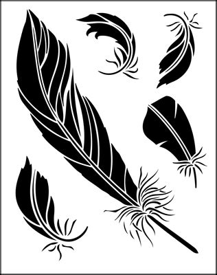 feathers stencil   stencil library  catalogue buy
