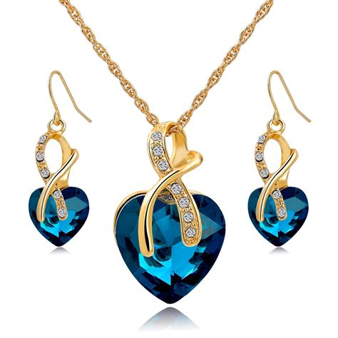 buy gift gold plated jewelry sets  women crystal