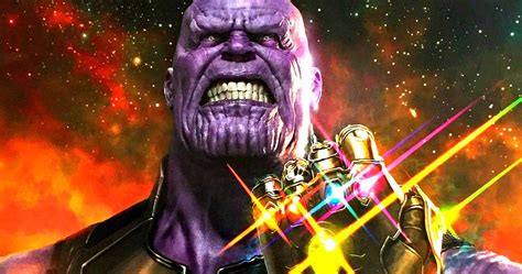 thanos wields  infinity gauntlet  powerful  avengers  poster