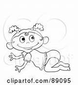 Royalty Outlined Crawling Version Baby Girl Coloring Pages Clipart Clip sketch template
